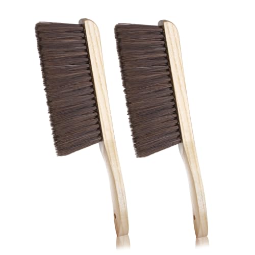 Rbenxia 2 Pieces Wooden Handle Bench Brushes Horse Hair Brushes Soft Bristles Dust Brush Household Cleaning Brushes for Fireplace, Sofa, Furniture, Workshop Woodworking (Brown) - color: Brown