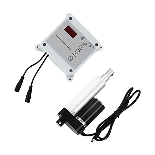 Automatic Chicken Cage Door Opener, Timing Photosensitive Remote Control Kit with Light Sensor and Weatherproof Timer for 9in to 39in Doors up to 44lb (US Plug 100 240V)