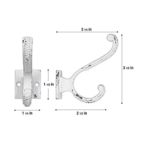 Iron Scroll Coat Hooks - Wall Mounted Rustic Farmhouse Cast Iron DIY Coat Towel Hat Scarf Bag Hook - 5 Pack (Antique White) - style: Scroll (Antique White)
