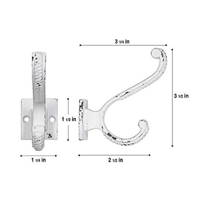 Iron Scroll Coat Hooks - Wall Mounted Rustic Farmhouse Cast Iron DIY Coat Towel Hat Scarf Bag Hook - 5 Pack (Antique White) - style: Scroll (Antique White)