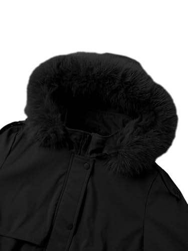Bellivera Women's Plus Size Parka Jacket Long Winter Warm Hooded Zipper Coat - color: Black, size: X-Large
