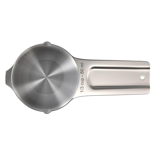 Color Up ⅓ Cup Measuring Cup (80 ml) – Premium Chrome Stainless Steel, Accurate for Wet & Dry Ingredients, Embossed Markings, Easy-Pour Spouts, Dishwasher-Safe, Kitchen Essential - size: 1/3 Cup (80 ml) Stainless