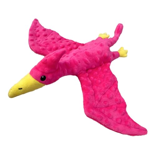 Squeaky Dog Toys Plush Dog Toy with Crinkle Paper Stuffed Durable Dog Chew Toys for Small Middle and Large Dogs Pterodactyl Hot Pink - color: Pterodactyl Hot Pink