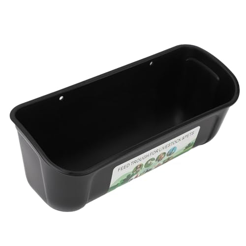 Qinlorgo 2 Pack Chicken Feeder, 5.5 Quart Hanging Fence Feed Trough, Clips with Livestock Waterer, Ideal for Goats, Ducks, Sheep, Piglets, Deer & Poultry (Black) - color: Black