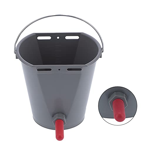 flexman 8L Cow Feeder Bucket, Lamb Milk Feed Bucket with Nipples Check Valves, Sheep Milk Feeding Bucket with Lifting Handle for Farms Livestock (for Cattle) - size: For cattle
