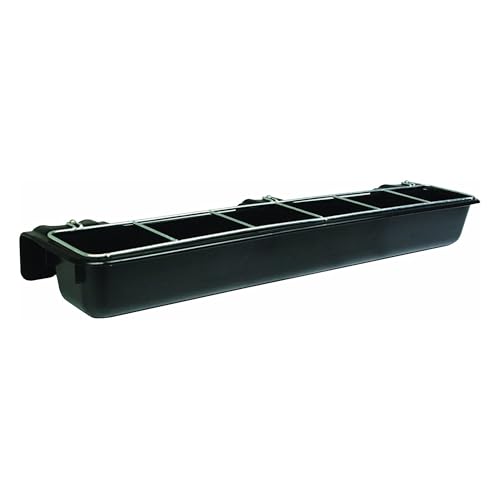 Little Giant HF9BLACK Hook Over Goat Trough Heavy Duty Galvanized Steel 9 Quart Feeder, Black (2 Pack)