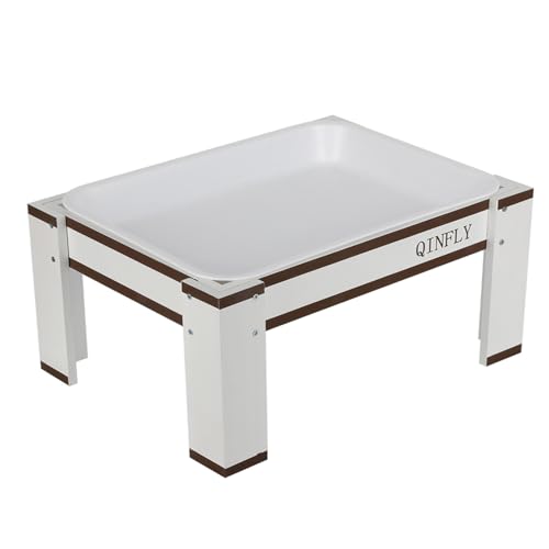 Large Chicken Picnic Table Feeder No Waste with Removable Plastic Tray,Chicken Coop Accessories Must Haves,Poultry Feeder,Chicken Food Dispenser - color: White-Brown, size: 16.1in*11.8in*8.7in