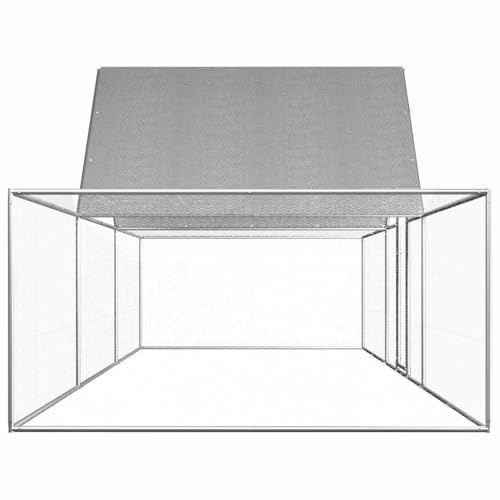Galvanized Steel Chicken Coop 19.7x6.6x6.6ft Water-Resistant Roof Durable Animal Hutch for Hens Ducks Rabbits Outdoor Indoor Use Silver - size: 19.7' x 6.6' x 6.6' (W x D x H)