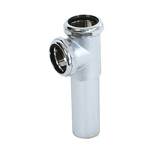 EZ-FLO 22-Gauge Cast Brass End Outlet Tee for Tubular Drain Applications, 1-1/2 Inch Tee with Slip Joint Connection, Chrome, 35015 - size: 1-1/2 in. Tee