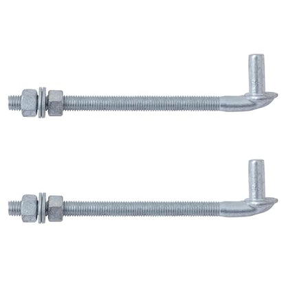 VIVIDA 10" J Bolt Gate Hinge 2 Pack, Chain Link Gate Bolt Hinge with 5/8" Male Pin, Galvanized Steel, Nuts & Washers Included - size: 10" (2 PCS)