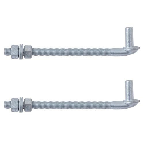 VIVIDA 10" J Bolt Gate Hinge 2 Pack, Chain Link Gate Bolt Hinge with 5/8" Male Pin, Galvanized Steel, Nuts & Washers Included - size: 10" (2 PCS)