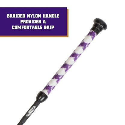 Weaver Livestock Basic Pig Show Whip, Hog Livestock Whip with Braided Nylon Handle, Leather Popper, Lightweight Braided Shaft - color: 36" - Purple/White