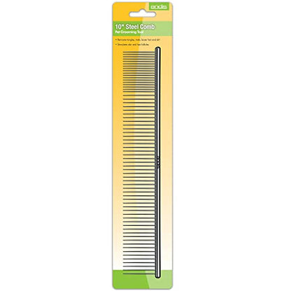 Andis 65725 Stainless-Steel Comb for Knots, Mats & Loose Hair Removal - Effective Dematting Tool Comfortable, Lightweight, Portable & Safe for Dogs, Cats & Pets – Silver, 10-Inch - size: 10 Inch (Pack of 1)