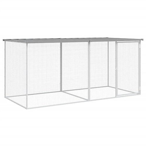 Galvanized Steel Chicken Cage with Roof 79.9"x38.6"x35.4" Outdoor Indoor Coop Hutch for Hens Rabbits Ducks Small Animals Light Gray Enclosure - color: Light gray