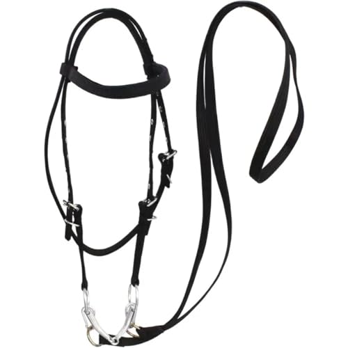 Cattle Halter Thickened Horse Halters Comfortable Three Colors Bridle Headband Adjustable Strap Durable Training Rope for Gentle Control Calves During Grooming - color: Black-S