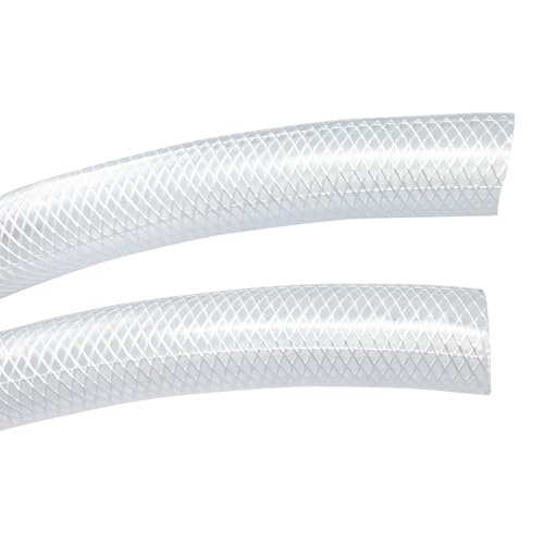Gloxco Clear Braided PVC Tubing, Food Grade, Heavy Duty Reinforced Hose, 1" ID, 50 Ft Length - size: 1" x 50 Ft