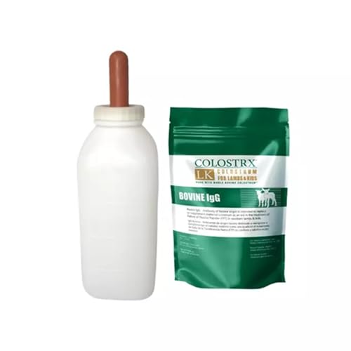 IVS 2 Qt Nursing Bottle with Colostrx LK Supplement - Screw-on Cap -Newborn | Leak-Proof Design - Long-life Rubber Nipple - Newborn Feeding Kit for Lambs & Kids - size: 2 Quart – With Colostrx LK