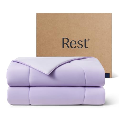 REST® Evercool® Cooling Comforter, Full/Queen, Blanket for Hot Sleepers, All Season Bedding to Keep Cool for Night Sweats, Breathable Lightweight Blanket, 90"x90" Inches, Lavender Breeze - color: Lavender Breeze, size: Full / Queen (90"x90")