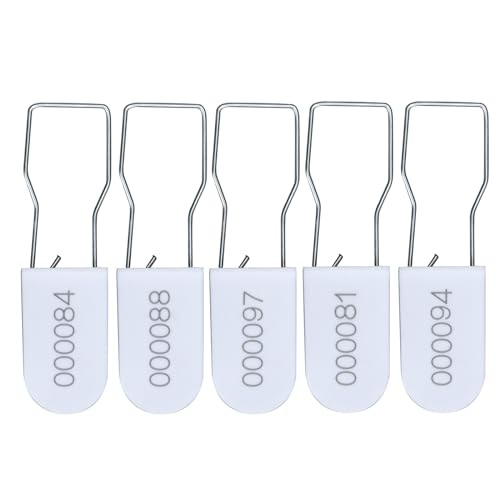 Plastic Padlock Security Seals with Metal Wire Numbered Anti Tamper Tag (500, White)