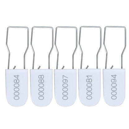 Plastic Padlock Security Seals with Metal Wire Numbered Anti Tamper Tag (500, White)