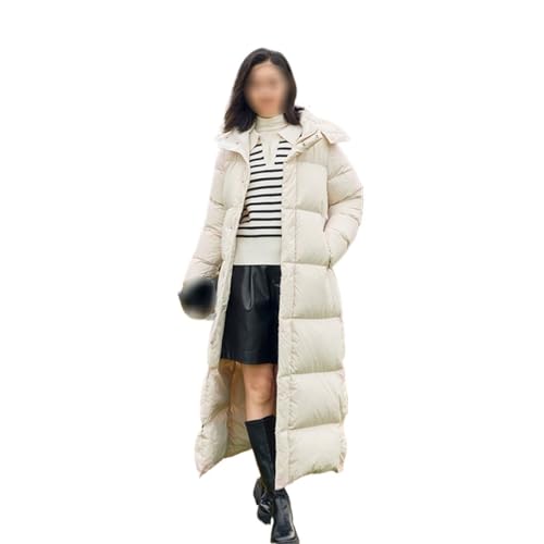 Women's White Duck Down Jacket Long Knee Length Loose Warm and Thick Autumn/Winter Coat - size: Medium