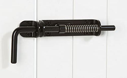 National Hardware N109-214 V1142 Spring Loaded Heavy Duty Sliding Door Bolt Latch - Black Steel Security Lock for Gates, Sheds and Stalls - Left or Right Hand Operation - color: Black