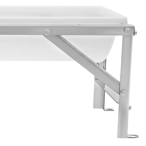 Livestock Feed Trough, 35L/9.25Gal Large Capacity Horse Feeder Goat Water Trough with Galvanized Steel Stand & 39" Long Detachable Trough for Calves Sheep Horses Alpacas Goats (White) - color: White