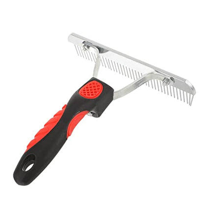 DECHOUS Durable Horse Grooming Rake with Rubber Handle Rust Metal Cleaning Brush and Large Animals Shedding Hair Remover and Skin Friendly Massage Tool