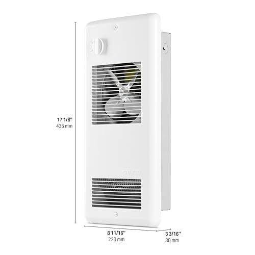 Stelpro Pulsair Electric Wall Fan Heater – 1500W or 2000W / 240V – 17 1/8″ H × 14 9/16″ W – Ultra-Quiet Nichrome Element Heater – Heats Quickly – Built-In 1P Thermostat (ARWF2002TW) – White