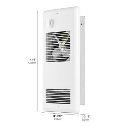 Stelpro Pulsair Electric Wall Fan Heater – 1500W or 2000W / 240V – 17 1/8″ H × 14 9/16″ W – Ultra-Quiet Nichrome Element Heater – Heats Quickly – Built-In 1P Thermostat (ARWF2002TW) – White