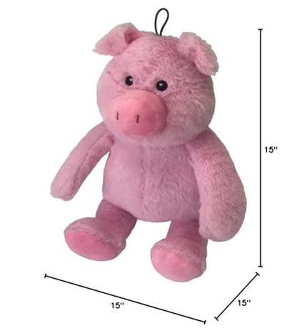 Petlou Plush Toys with Durable Squeaker and Crinkle Paper Dog Chew Toy in Colossal Size and Multi-Color (Pink Cute, 15 Inch Cut Pig)
