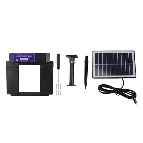 Automatic Chicken Coop Door Opener with Timer, Solar and Battery Powered Dual Door System, LED Display Electric Poultry Door for Chickens Ducks Geese, IP45 (Black) - color: Black