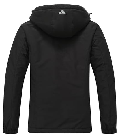 MOERDENG Women's Waterproof Ski Jacket Warm Winter Coat Hooded Snowboarding Jacket Snow Coat - color: Black, size: Medium