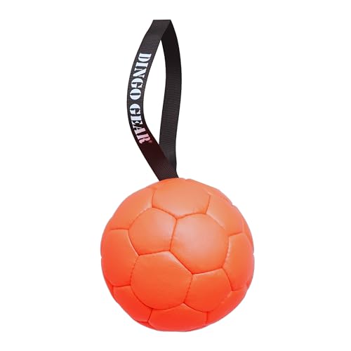 Dingo Gear Dog Ball with 1 Handle, Faux Leather, Orange 7in - color: Orange Ball, size: 7"