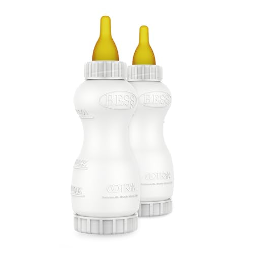 BESS Small Animal Nursing Bottle, No Leak Nipple with Insert, Wide Mouth Bottom Cap Easy Fill and Clean, Control Flow, Non-Collapsing (10oz, 2pk) - size: 1 Count (Pack of 2), style: 2pk