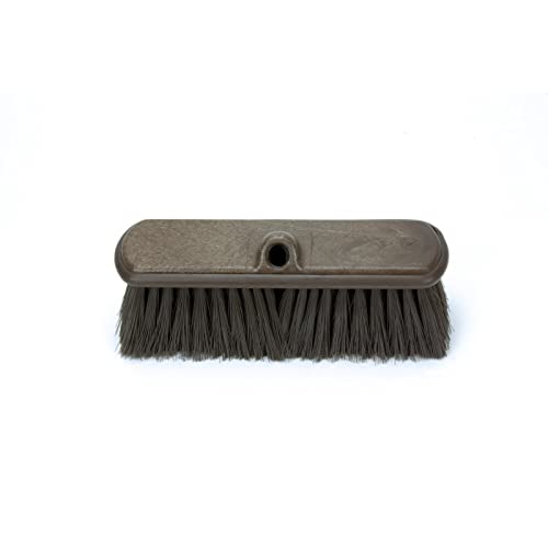 SPARTA Flo-Thru Heavy-Duty Deck Scrub Brush Nylon Bristled, Boat and Floor Scrub Broom with Protective Bumper for Floors and Large Equipment, Plastic, 9.5 Inches, Brown - color: Brown