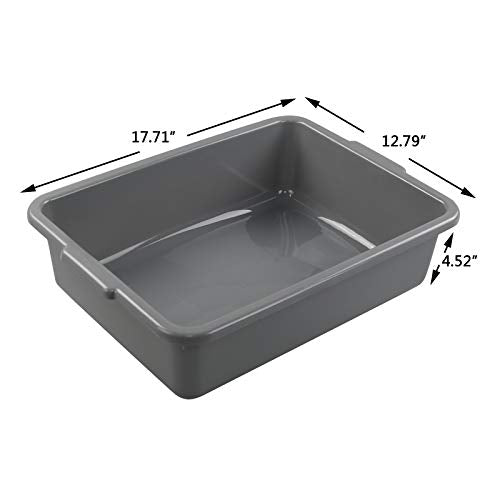 Kiddream 4-pack Commercial Bus Box Tote, 13 Liter Large Plastic Restaurant Bus Tub, Gray - color: Gray, size: 13 Liter