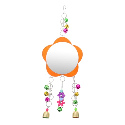 BESPORTBLE 1pc Hanging Mirror Toy for Birds and Chickens Bells Rooster Plaything Parrot Swing Mirror for Coop and Brooder Fun Pet Supplies
