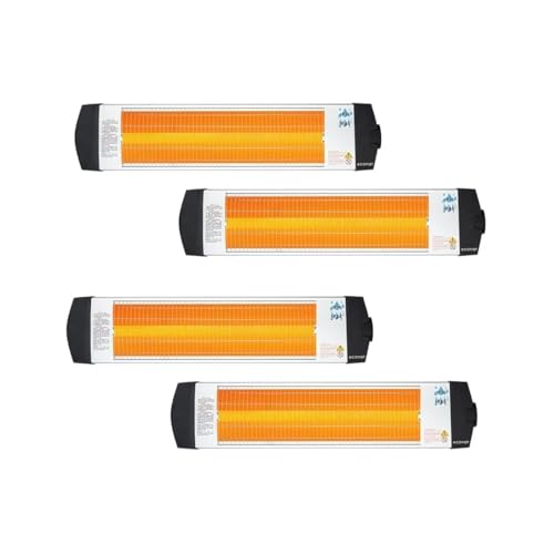 Econat C-15 Infrared Electric Heater 1500W, Wall Mounted Indoor/Outdoor Heater with Adjustable Thermostat, Energy Efficient – 4 Pack