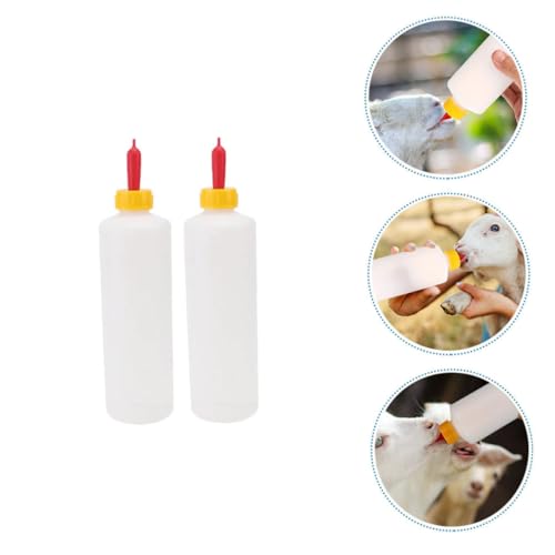 2sets Replaceable Lamb Feeding Bottle Goat Milk Bottle Sturdy Livestock Milk Feeders Easy Cleaning