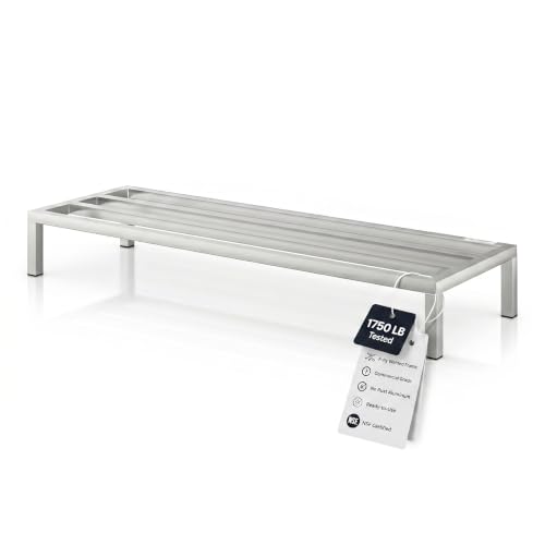 60" x 20" x 8" Aluminum Dunnage Rack – Heavy Duty Floor Storage Stand, NSF for Commercial Use - size: 60"W x 20"D x 8"H