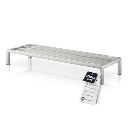 60" x 20" x 8" Aluminum Dunnage Rack – Heavy Duty Floor Storage Stand, NSF for Commercial Use - size: 60"W x 20"D x 8"H