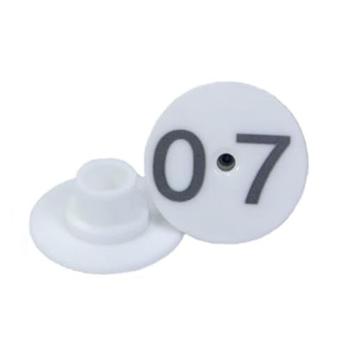Piglet Round Ear Tags, Digital Livestock Ear Tags, Large and Eye-catching Numbers for Easy Identification 01-100 White - color: White