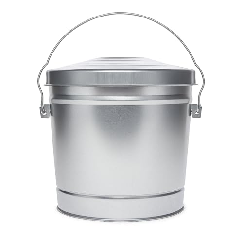 6-Gallon Galvanized Steel Locking Lid Storage Can – Heavy-Duty Metal Utility Bin for Tools, Feed, Trash & Pet Food – Rust-Resistant Outdoor Container