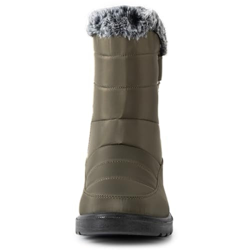 Alpine Swiss Lexie Women’s Snow Boots | Waterproof Faux Fur Lined | Warm Cozy Winter Booties | Anti-Slip Sole | Stylish Outdoor Shoes - color: Olive, size: 6