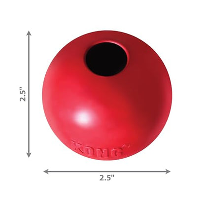 KONG Ball with Hole - Durable Dog Fetch Toy for Training, Interactive Playtime & More - Classic KONG Natural Rubber Ball - Red - For Small Dogs - size: Small