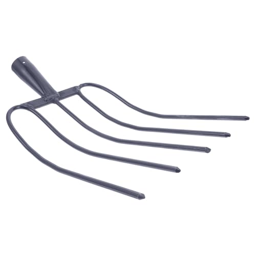 SEWACC Handheld Agricultural Manure Fork with 5 Solid Tines for Farm and Garden Use, Practical Lightweight Farm Tool for Horse Manure and Grass Cleaning, Sturdy Outdoor Farming Implement