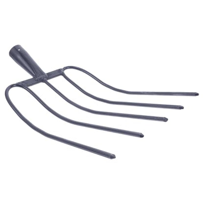 Homoyoyo Handheld Manure Fork with 5 Solid Tines, Practical Agricultural Fork for Farm and Household Use, Sturdy Iron Grass and Manure Tool for Lawn and Garden Maintenance