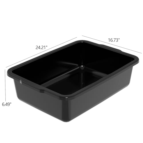 4 Pack Large Commercial Bus Boxes, 35 L Plastic Utility Bus Tote, Black - size: 35 L