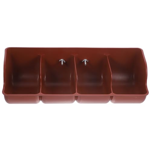 SEWACC Plastic Pig Feeder, 4-Compartment Pig Feeding Trough for Farm Livestock, Sturdy Polypropylene Piglet Manger for Grain and Water, 18 Inch Feeding Groove